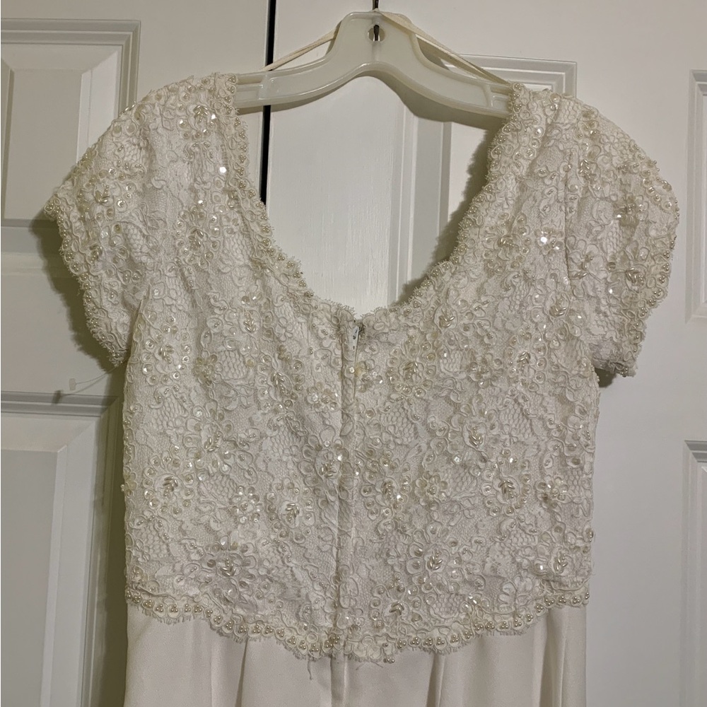 Vintage Wedding Empire Waist 9/10 Beaded BodiceRoundedCollar - Picture 12 of 15